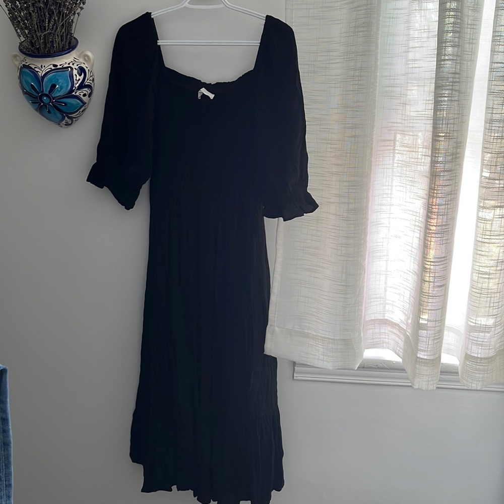 OAK + FORT Black Midi Dress